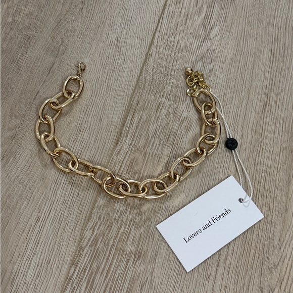 NWT Lovers and Friends Revolve Emery Gold Chunky Chain Link Necklace - Picture 2 of 3